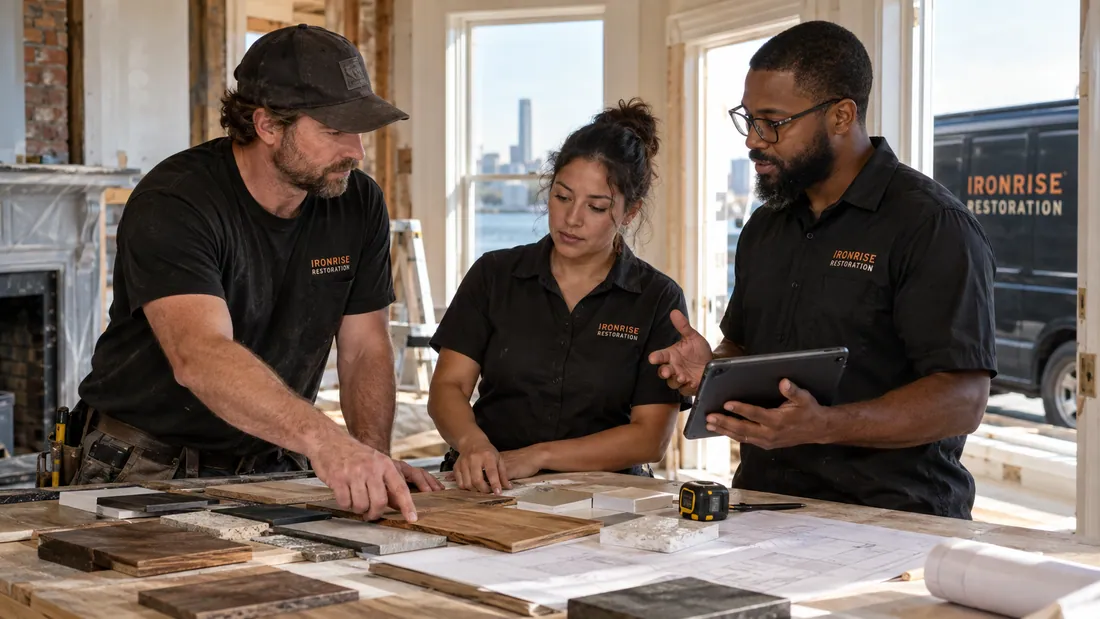 Ironrise Restoration field equipment and property assessment in Greater Boston