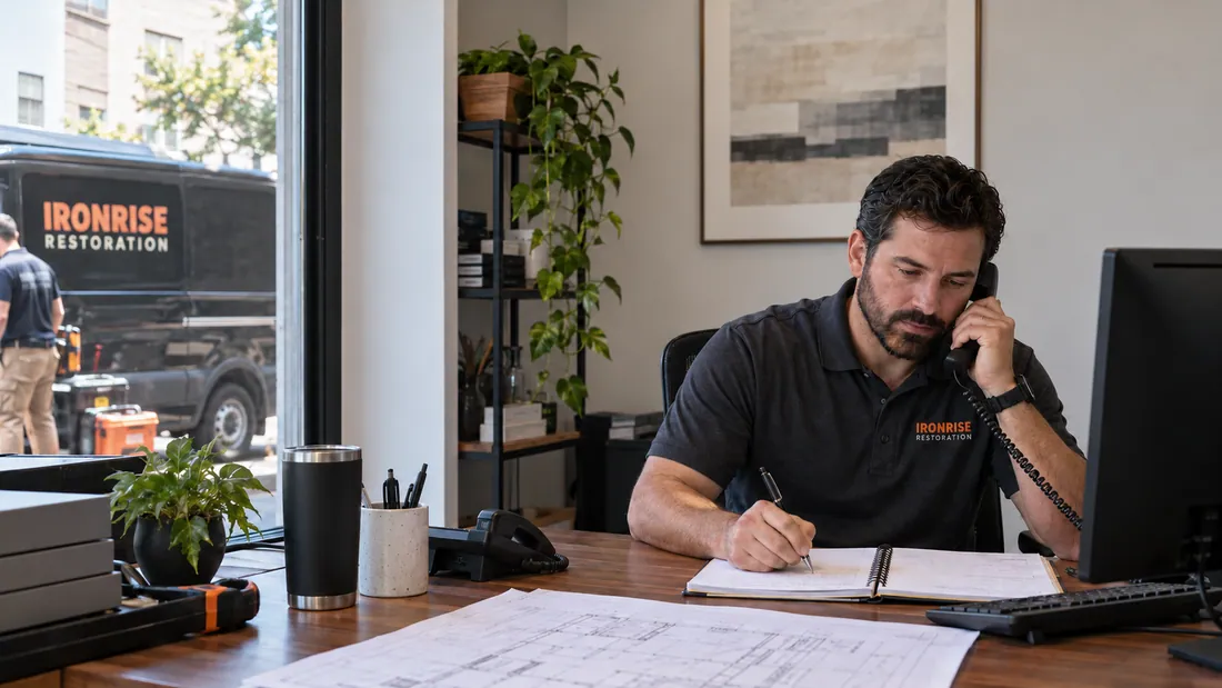 Ironrise Restoration field equipment and property assessment in Greater Boston